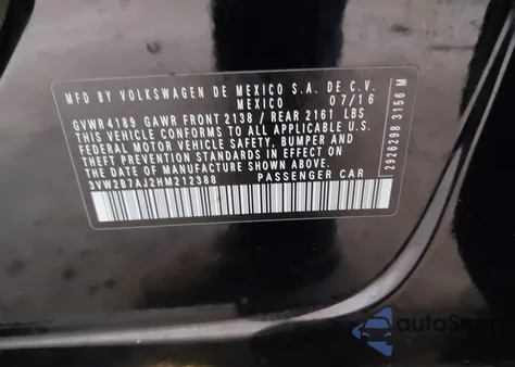 2017 Volkswagen Jetta 1.4T S from USA, damaged, VIN 3VW2B7AJ2HM212388